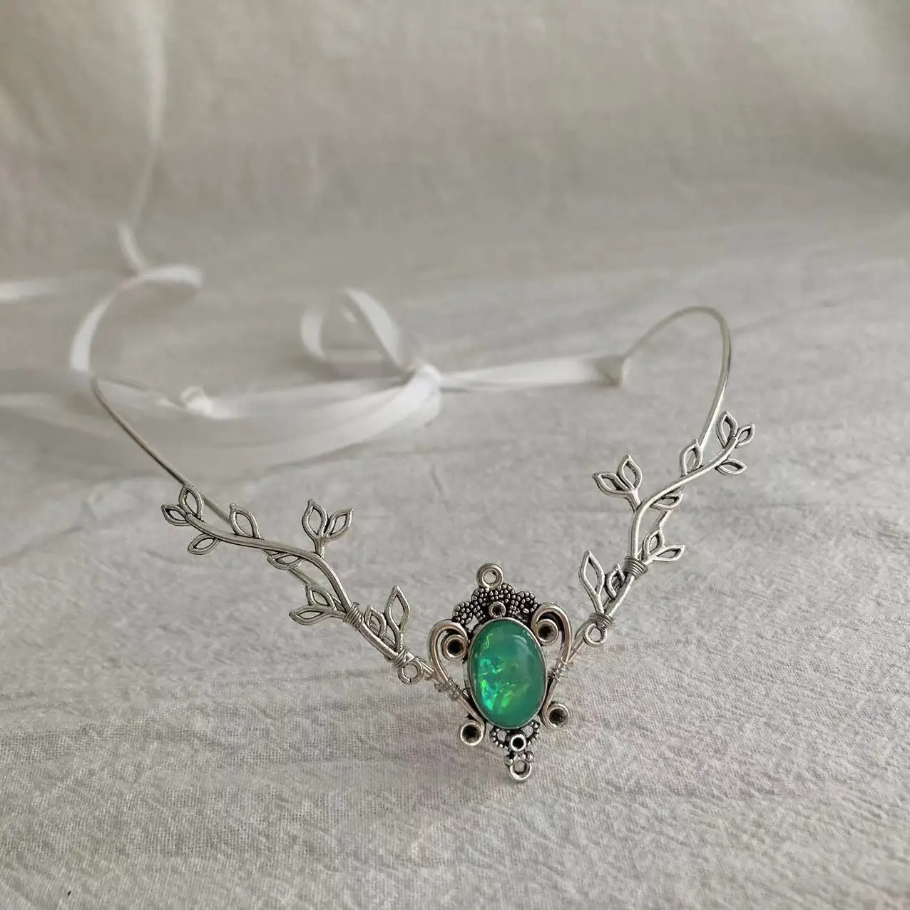 Braut Kopfschmuck Wald Elf Tiara Elfen Kopfschmuck Feenkrone Elventiara Elfenkrone Kreis Hochzeitskrone – Detail 2