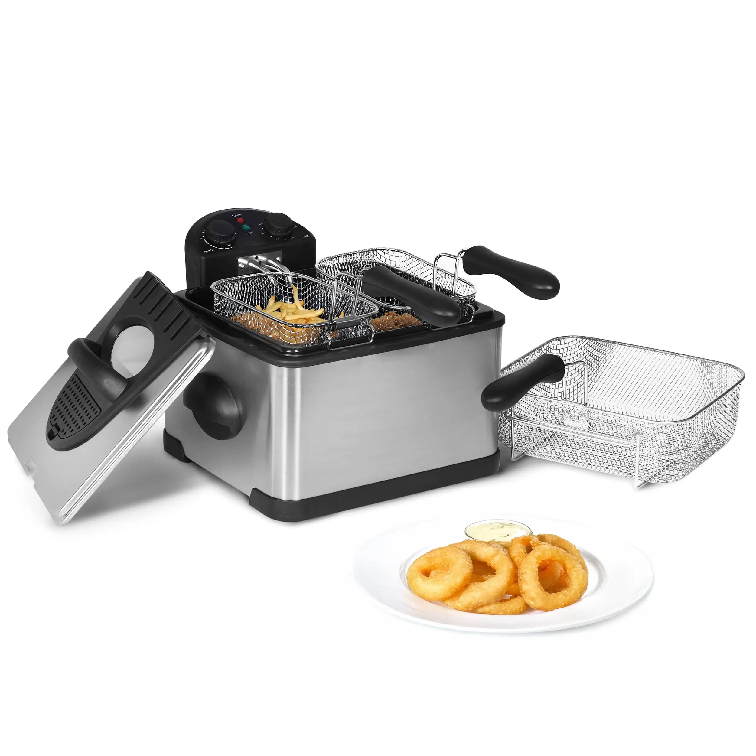 

Stainless Steel Electric Deep Fryer 4.23 Quart with Timer Function