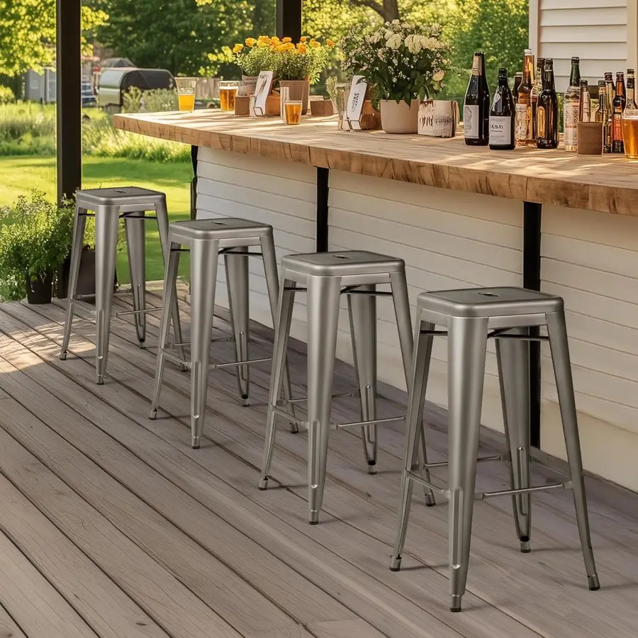 

30 металлических барных стульев, 4 шт., барные стулья для бистро, патио, кафе, ресторана, столовой, кухни, металлические, складные.
