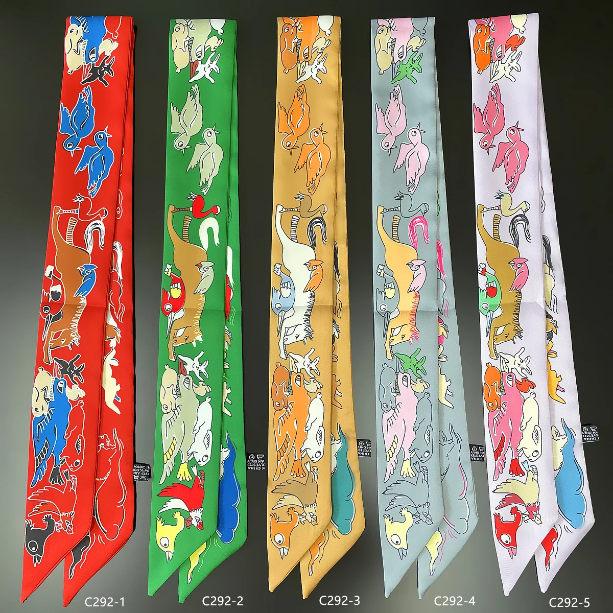 

New 2024 Brand New Design Animal Scarf Women Luxury Silk Scarf Fashion Hair Headband Foulard Skinny Bag Scarves Neckerchief