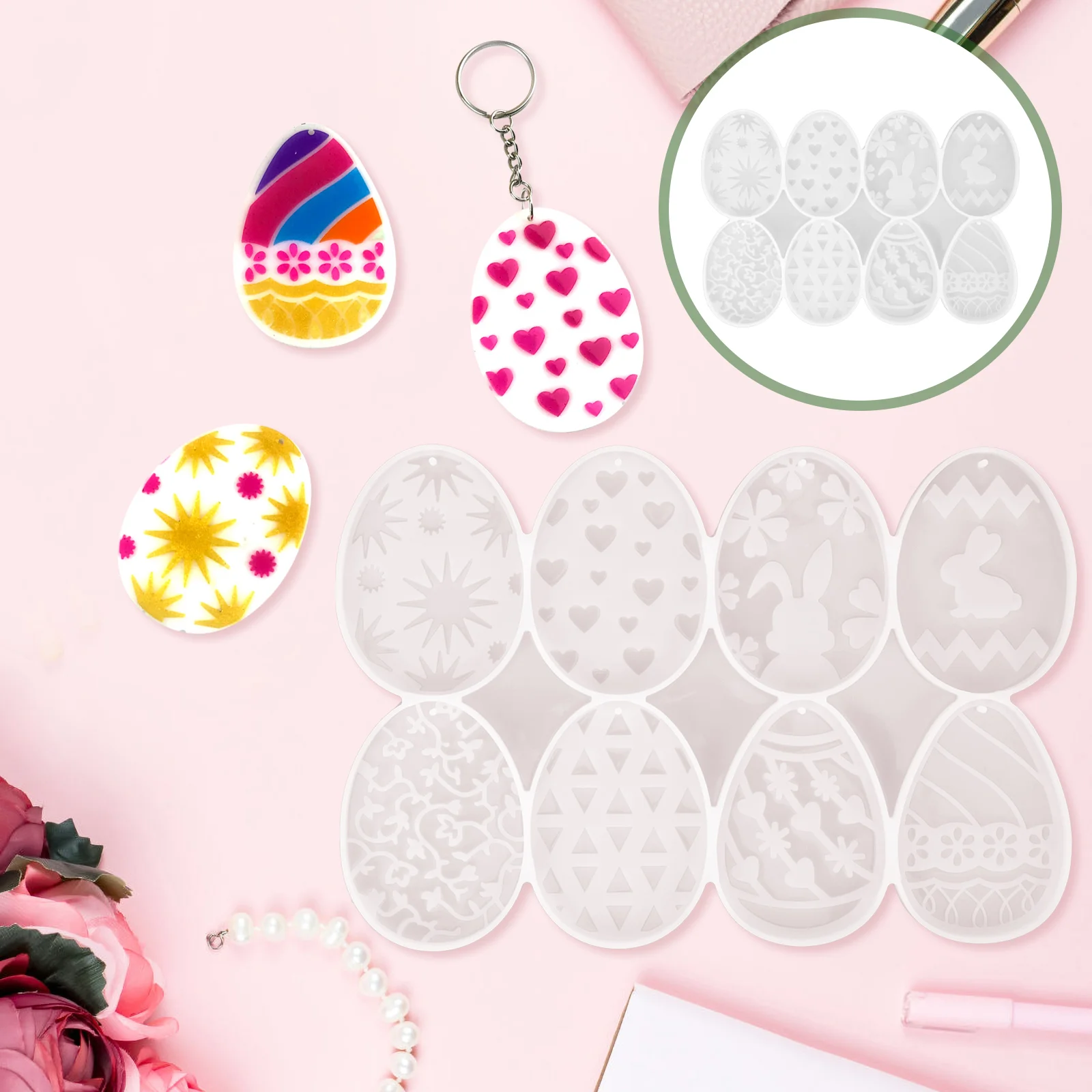 Rabbit Keychain Glue Mold Easter Chocolate Moulds DIY Silicone Molds Ring Fried Decorative Epoxy Silica Gel Craft Baby