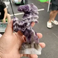 Natural Dream Amethyst Horse Carving Animal Reiki Healing Fengshui Stone Holiday Crafts Gifts 1pcs 2