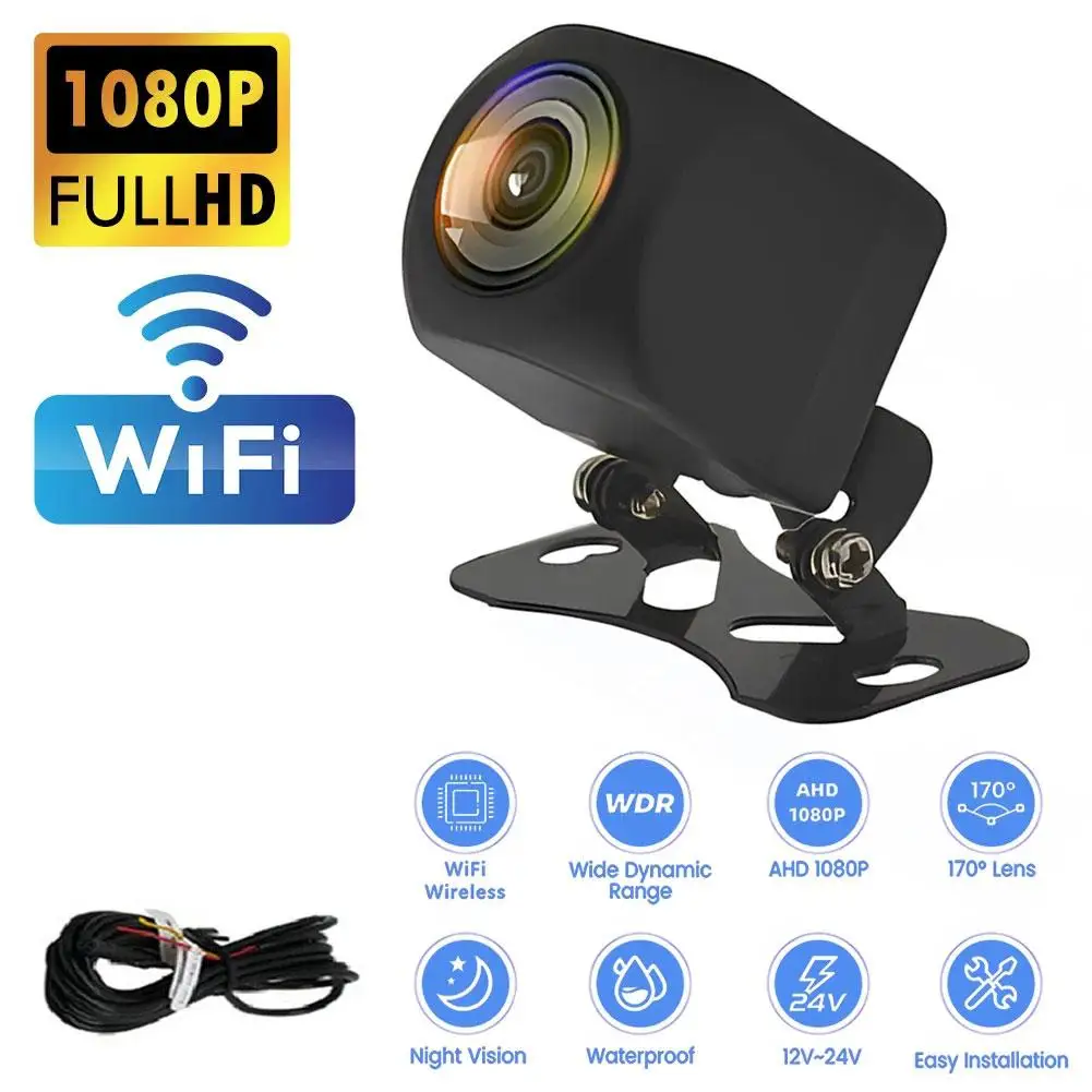 1080P Wireless Car Rear View Camera WIFI 170 Degree HD Night Vision WiFi Reversing Camera Dash Cam for iPhone Android 12V 24V