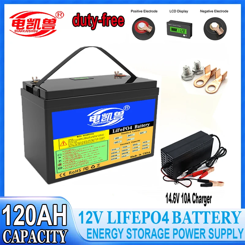 LiFePO4 Battery 12V 24V 300AH 280AH150AH Built-in BMS Lithium Iron Phosphate Cells Pack For Golf Cart Solar RV Campers Golf Cart