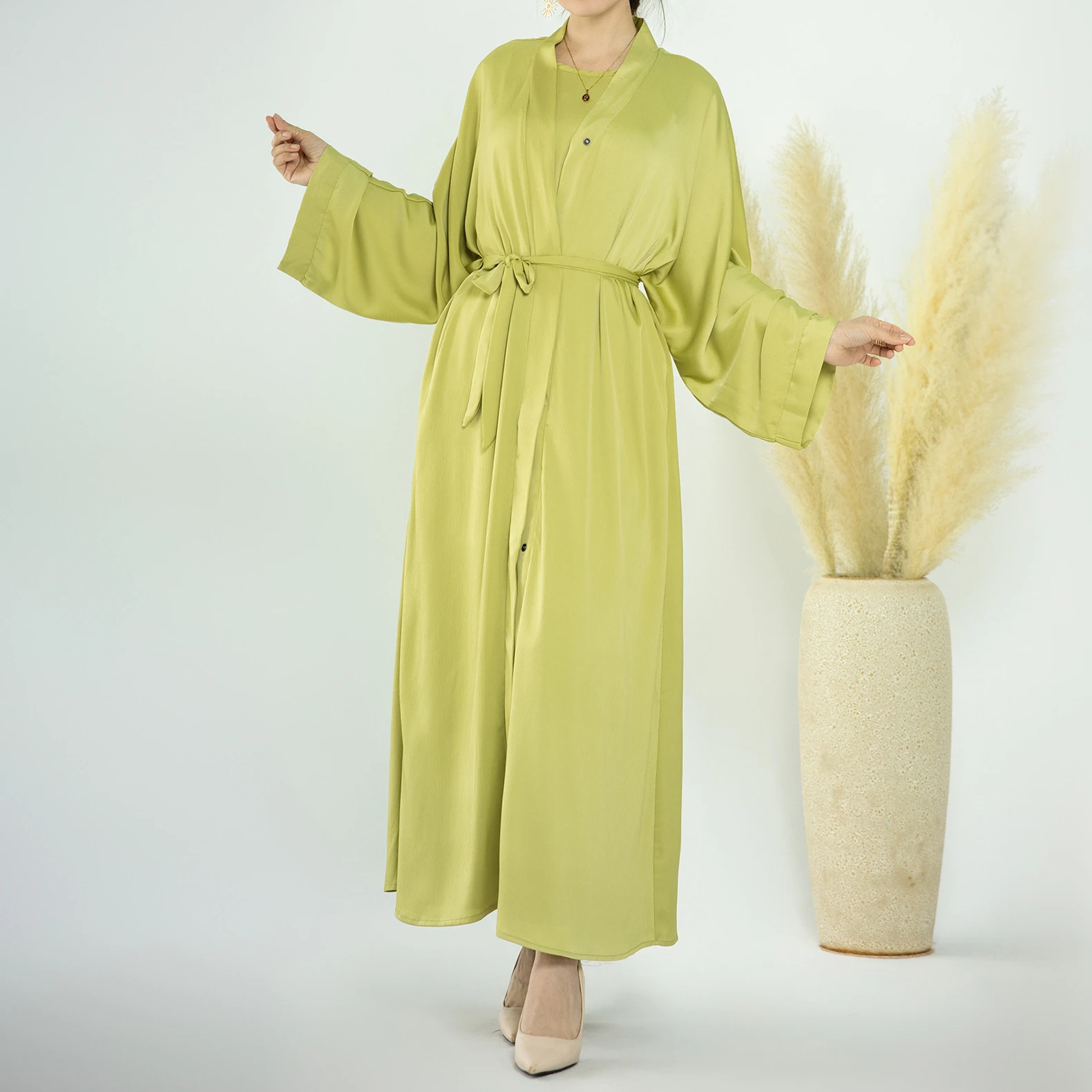 

Casual Crepe Abaya Kimono Turkey Plain Gulf Open Abayas for Women Dubai Islam Outfit Muslim Hijab Dress Ramadan Eid Kaftan Robe