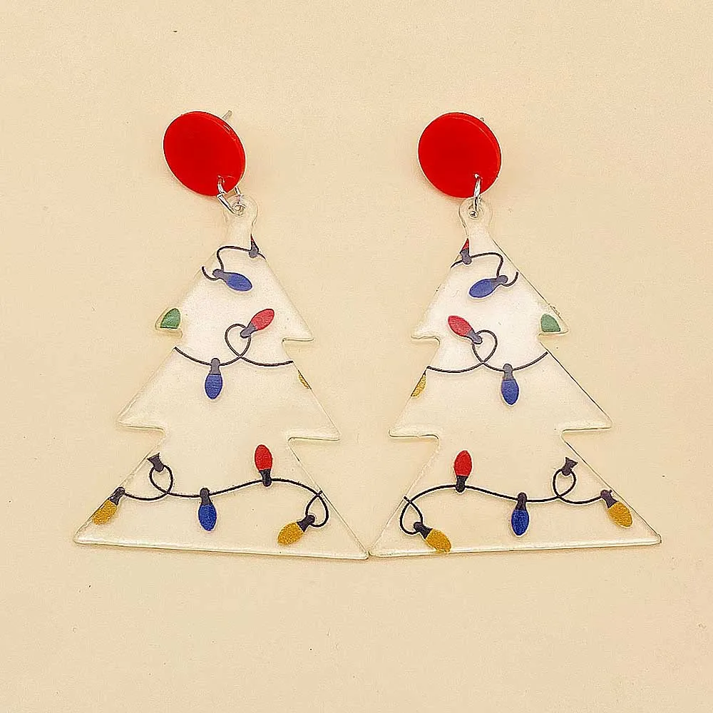 New Christmas Earrings Acrylic Christmas Tree Christmas Light Earrings for Women Merry Christmas Fashion Jewelry Wholesale