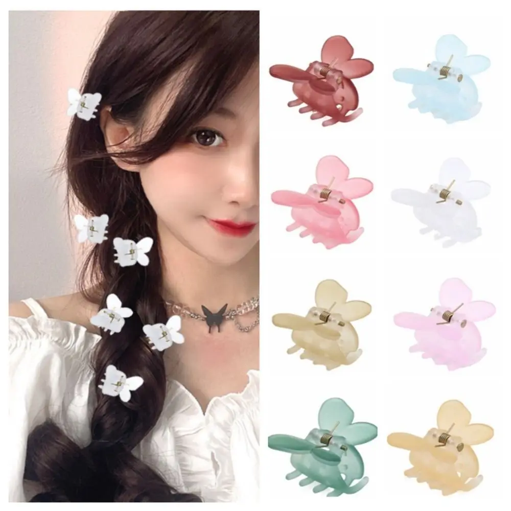 Fashion Frosted Butterfly Hair Claw Jelly Color Headwear Butterfly Hair Clip Headdress Grab Clip Mini Shark Clip Daily