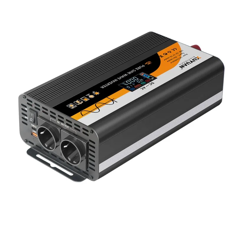 Pure Sine Wave Inverter 12v & 24v To 220v European Standard Car Power Converter 800W LCD Color Screen 95% Conversion Efficiency