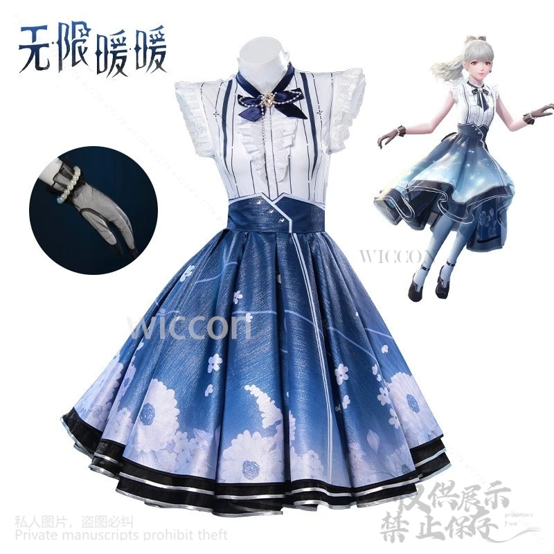 อะนิเมะเกม Infinity Nikki คอสเพลย์ชุดสีฟ้าเจ้าหญิง Lolita ชุดวิกผมสําหรับสาวผู้หญิงฮาโลวีน Christmas Party ที่กําหนดเอง