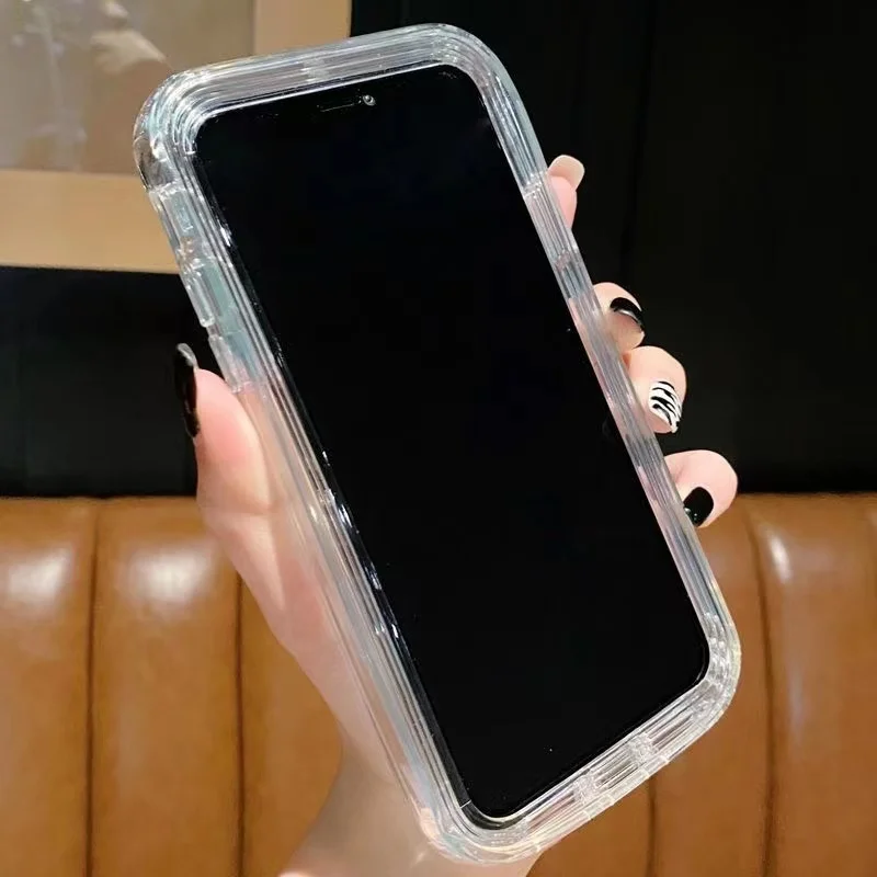 For Samsung galaxy A02S A71 A72 A52 A22 4G A53 A12 5G Transparent Thickened shockproof Liquid Silicone 2 in 1 Case Back Cover