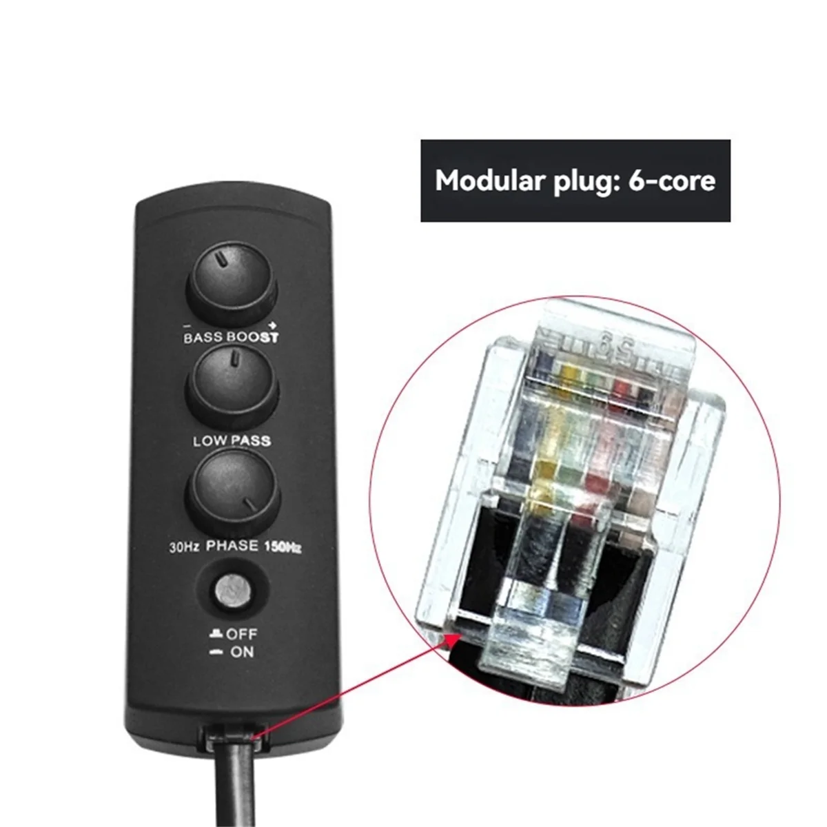 A51I Car Spare Tire Bass Amplifier Volume Controller Spare Tire Bass Remote Volume Regulator 6-Core Crystal Interface