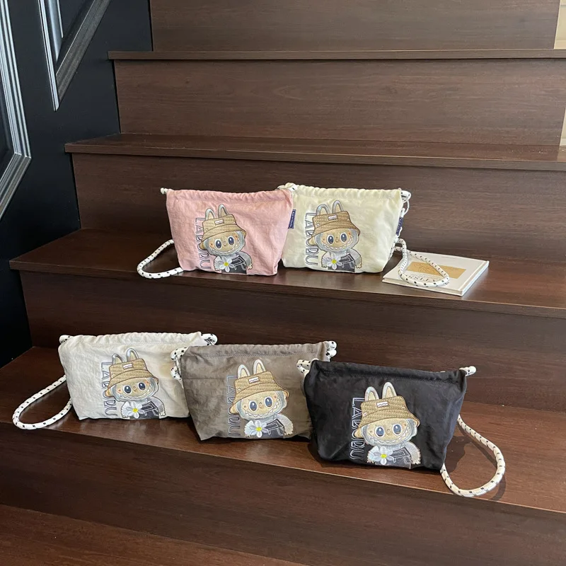 

2025 Trend Versatile Cute Labu Crossbody Bag Embroidered Waterproof Nylon Bag Korean Versatile Casual Handbag Women