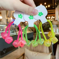 2pcs/lot Children Cartoon Colorful Hair Rubber Bands Elastic Hair Ties For Kids Girl Square Hair Rope Princess Headwear