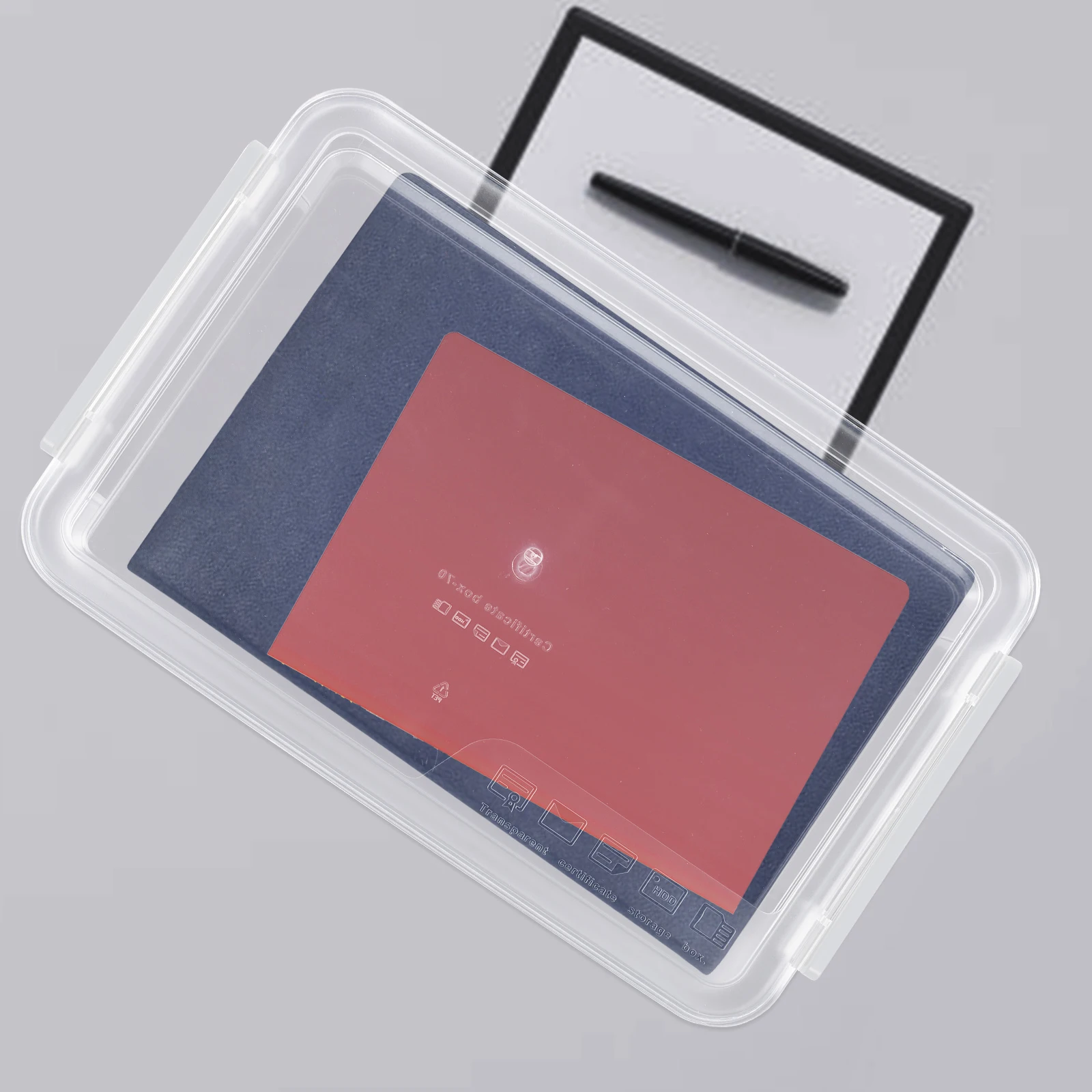 

PET ABS File Box Transparent Blue Office School Travel ganizer Documents Magazines Paper Holder Wear Resistant Storage