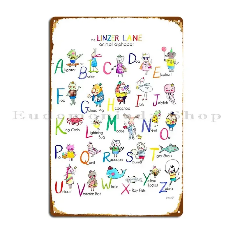 The Linzer Lane Animal Alphabet Metal Plaque Poster Club Bar Garage Cinema Design Bar Cave Tin Sign Poster