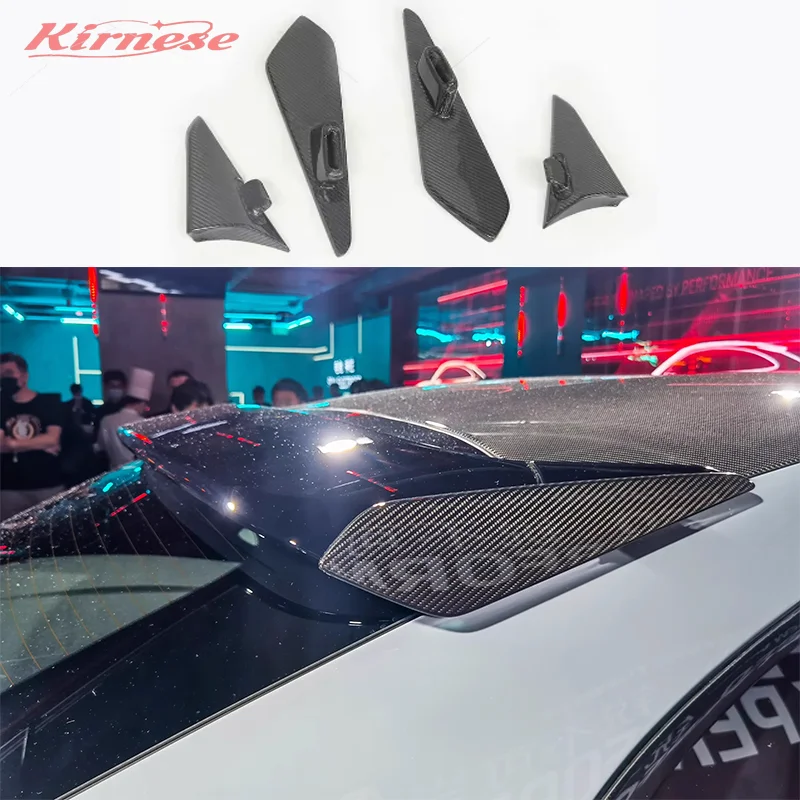 

4PCS CARBON FIBER REAR ROOF TOP WING TRUNK LIP TAIL SPOILER FOR Porsche Cayenne Coupe 2019 2020 2021 2022 2023