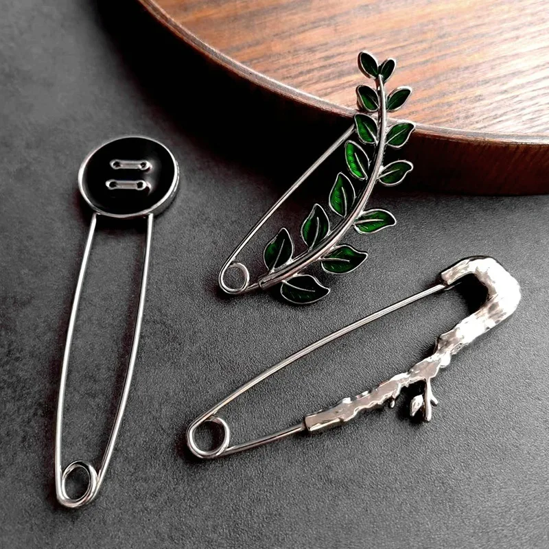 Electroplated White Glittered Large Safety Pin Preventing Spilla Brooches Personalized Decorative Accessories DIY Accessories