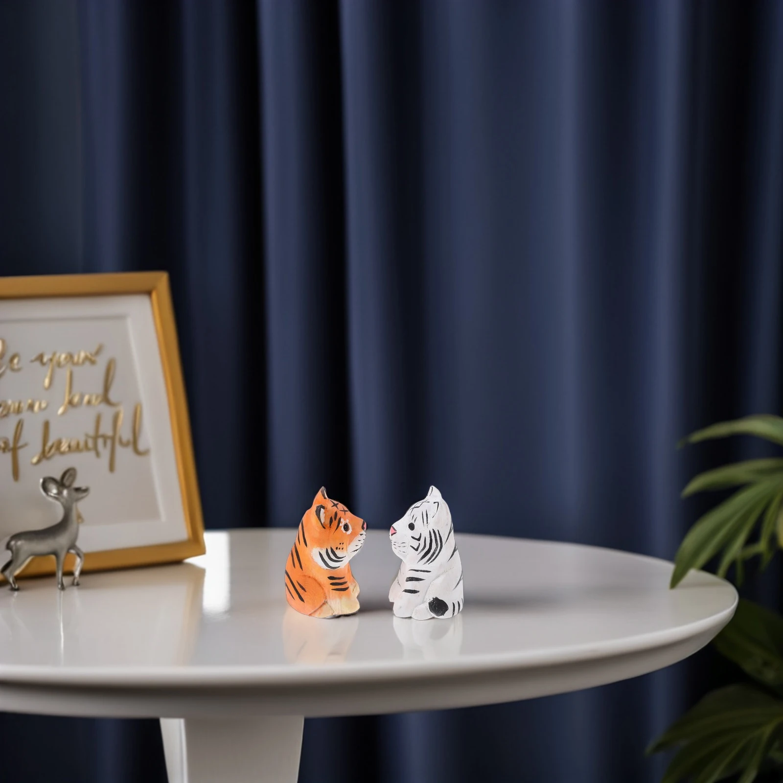 

2pcs Hand Carved Wooden Tiger Figurines Cute Animal Statues Small Sculpture Ornament for Home Office Decor Artisan Crafted