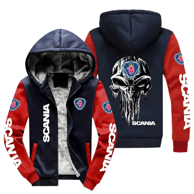 Nueva chaqueta con capucha de invierno para hombre, moda Scania, sudaderas informales de lana con forro de lana de alta calidad, abrigo con capucha