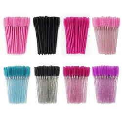 50pcs Disposable Eyelash Brushes Extension Crystal Eyebrow Brush Mascara Wand Eye Lashes Cosmetic Tool Set Makeup Beauty