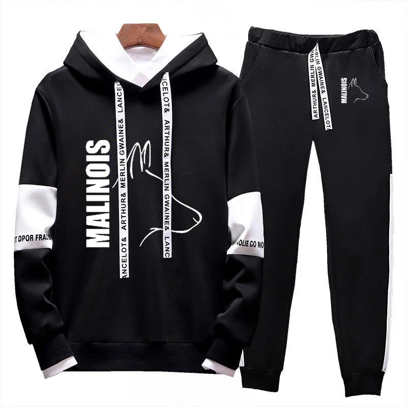 

Silly Dog Belgian Malinois 2023 Men's New Autumn Winter 2Pcs Tracksuit Sweatshirts+Pants Pullover Hoodies Sportwear Casual Suits