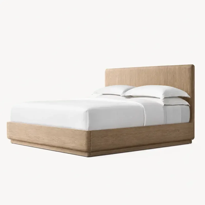 American Solid Wood Bed Retro Double Bed Master Bedroom 1.8m 1.5m Soft Upholstered Home Furniture Customization