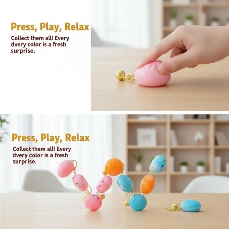 Mystery Blind Box Stress Relief Quicksand Steamed Bun Keychain with Bell Kawaii Fidget Toy for Kids Holiday Gift