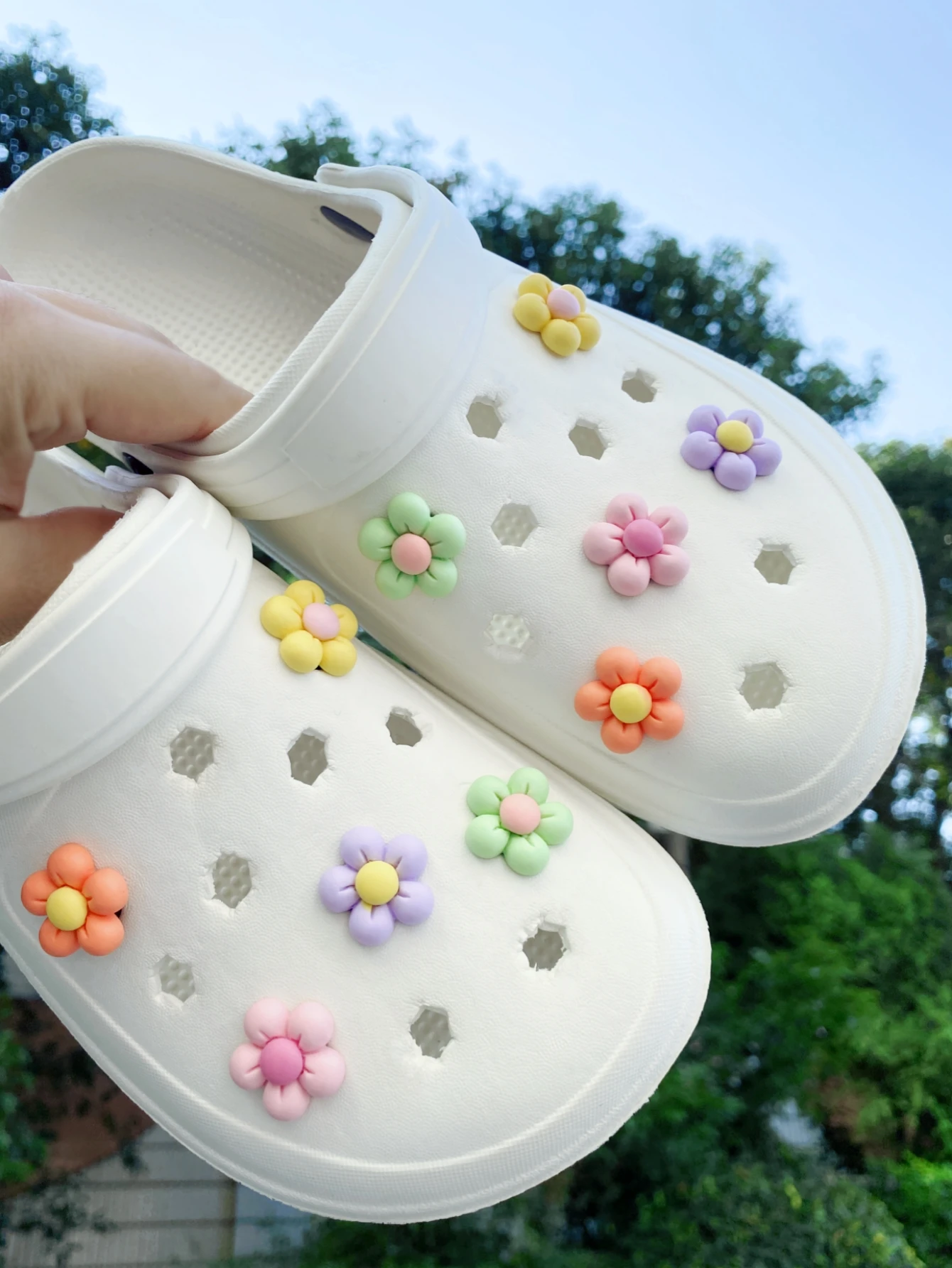 10pcs set Shoes decoration For Crocs three-dimensional flowers shoes for women DIY shoe accessories