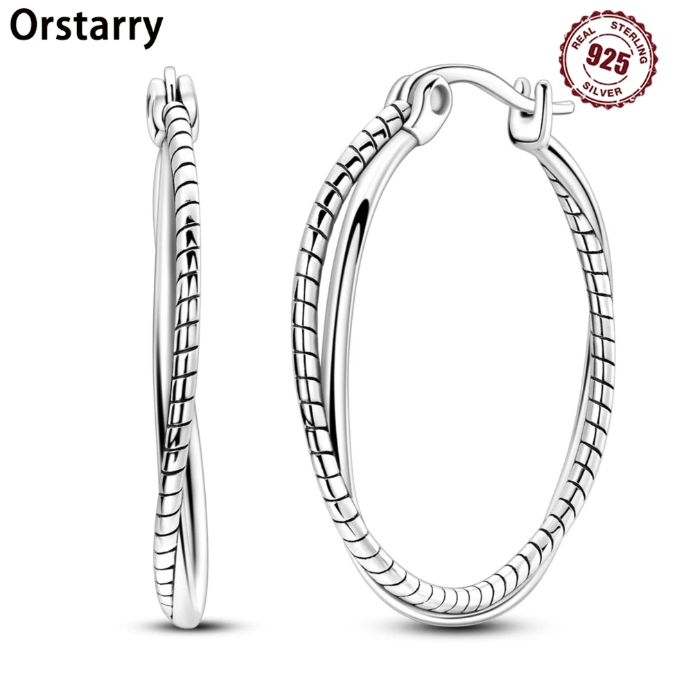 925 Sterling Silver Minimally Staggered Circular Earrings Jewelry Versatile Hoop Earrings For Women Jewelry Birthday Party Gifts