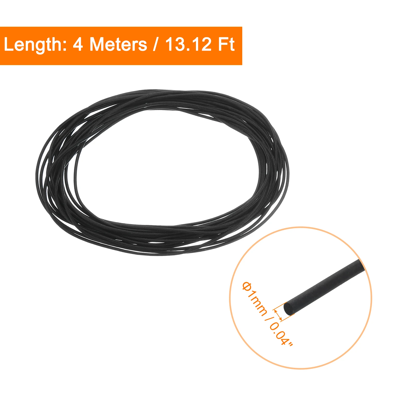 Uxcell 4-12m Black Silicone Foam Seal Strip 1-3.2mm Dia Sponge Rubber Weather Seal Strip Solid Round Rubber Cord for Machinery