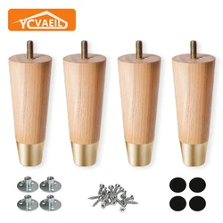 4Pcs Legs for Furniture Solid Wood Sofa Legs Conical Height 10/12/15cm Bed Stool Chair Coffee Table TV Cabinet Feet Replacement