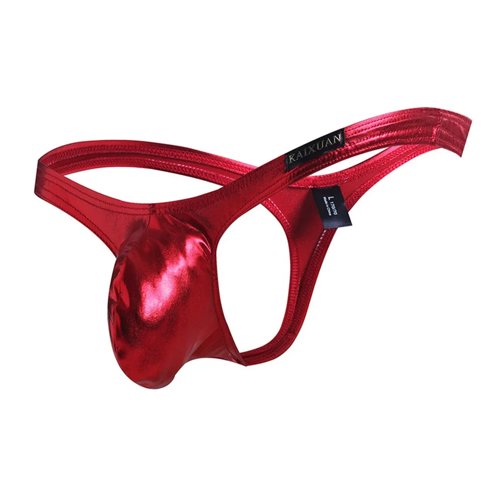 

Sexy Panties Mens Wet Look Lingerie Shiny Leather T-back Underwear G string Sissy U-Convex Pouch Underwear Breathable Underpants