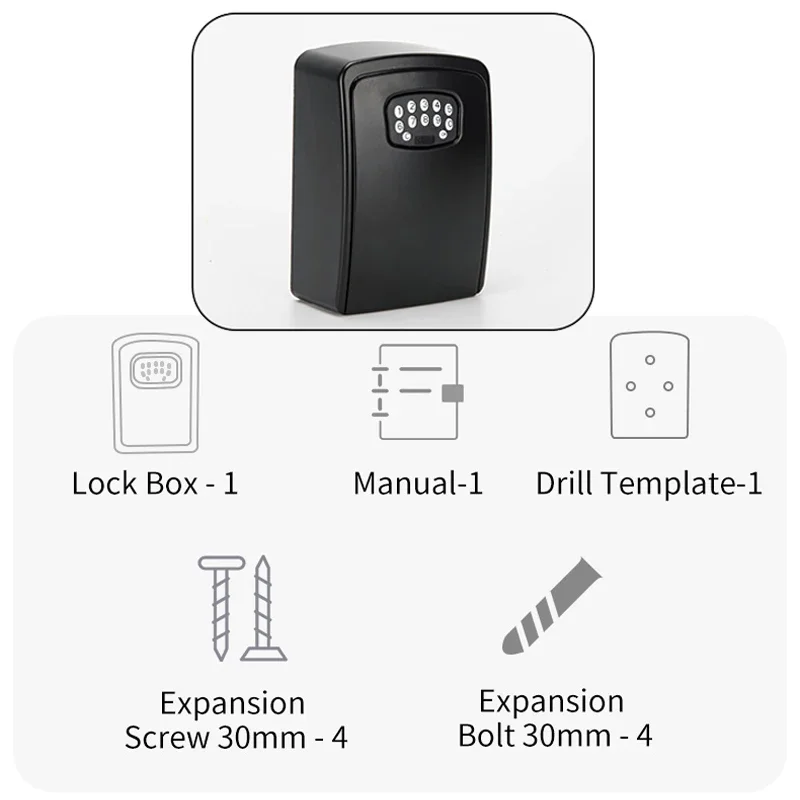 Caja de bloqueo de llave inteligente, caja de seguridad con llave de aleación de aluminio montada en la pared, resistente a la intemperie con caja de bloqueo de llave de código para interiores y exteriores