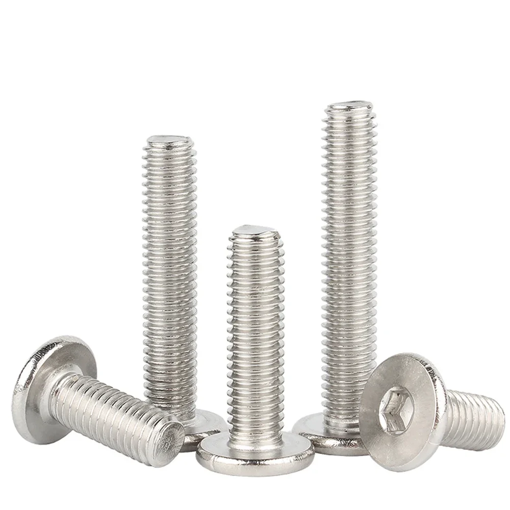 10pcs M1.6 M2 M2.5 M3 M4 M5 M6 M8 304 Stainless Steel Hex Hexagon Socket Ultra Thin Flat Wafer Allen Head Bolt Screw