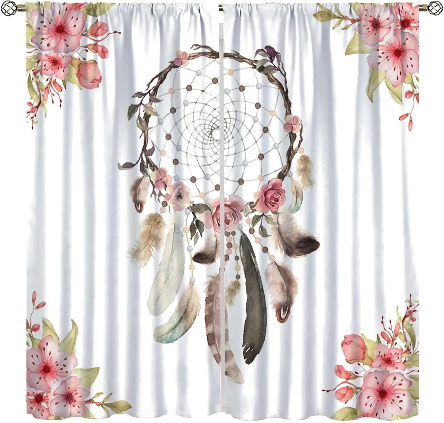 

Розовые шторы-ловушки для снов с акварельным рисунком «Сад природы», детские шторы-ловушки для снов с цветочным узором, тематический декор для окон, для класса