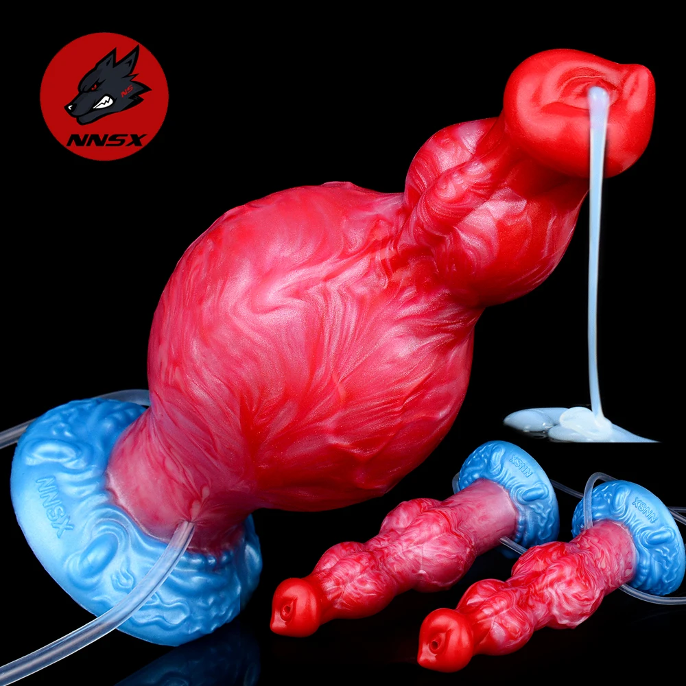 NNSX Squirting Inflatable Cock Anal Plug Dilator Masturbation Sex Toys Huge Two Knot Dildo with Suction Cup for Couples Sex Shop