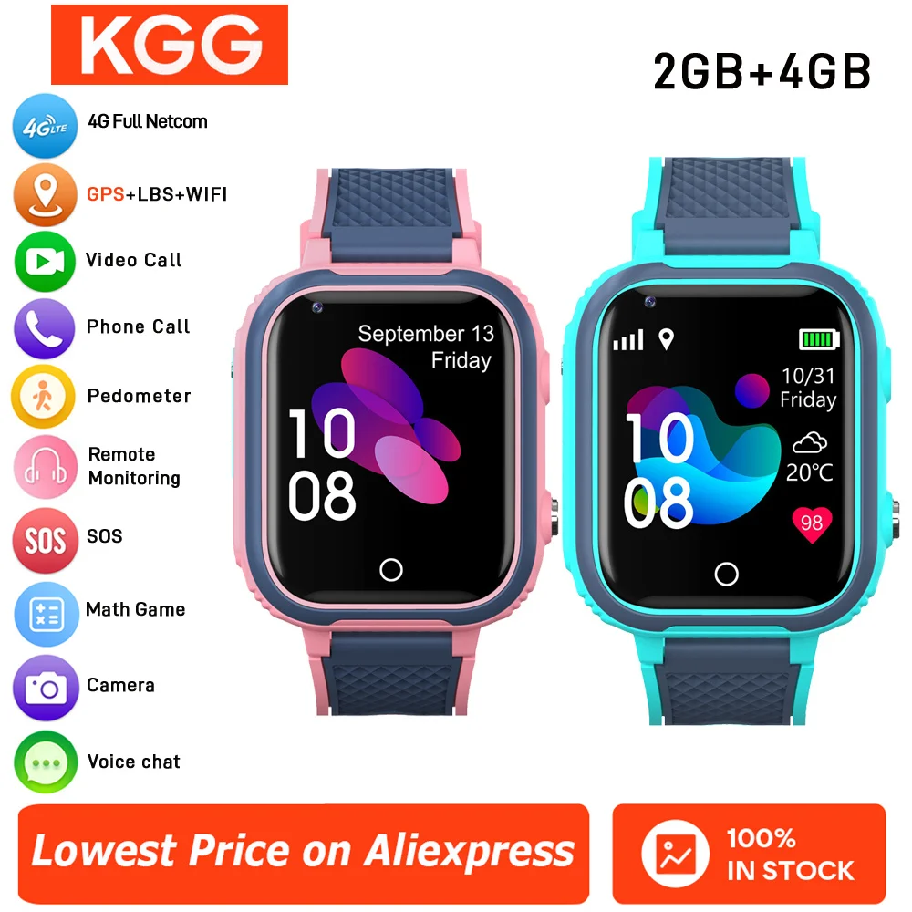 4G ساعة ذكية للأطفال GPS WIFI مكالمة فيديو SOS الطفل Smartwatch IP67 مقاوم للماء كاميرا مراقبة المقتفي موقع ساعة الهاتف.
