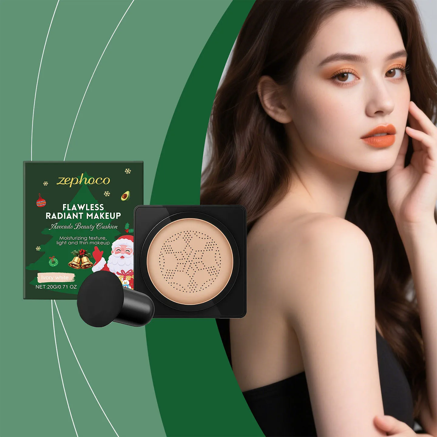 Ivory white air cushion cream natural makeup holding not easy to take off waterproof improves complexion concealer hides pores