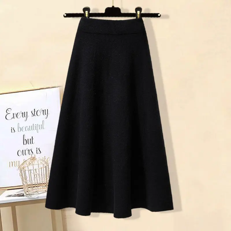 Fashion Autumn and Winter Suit Women 2022 New Korean High Neck Knitted Sweater Women\'s Slim Skirt Two Piece Set
