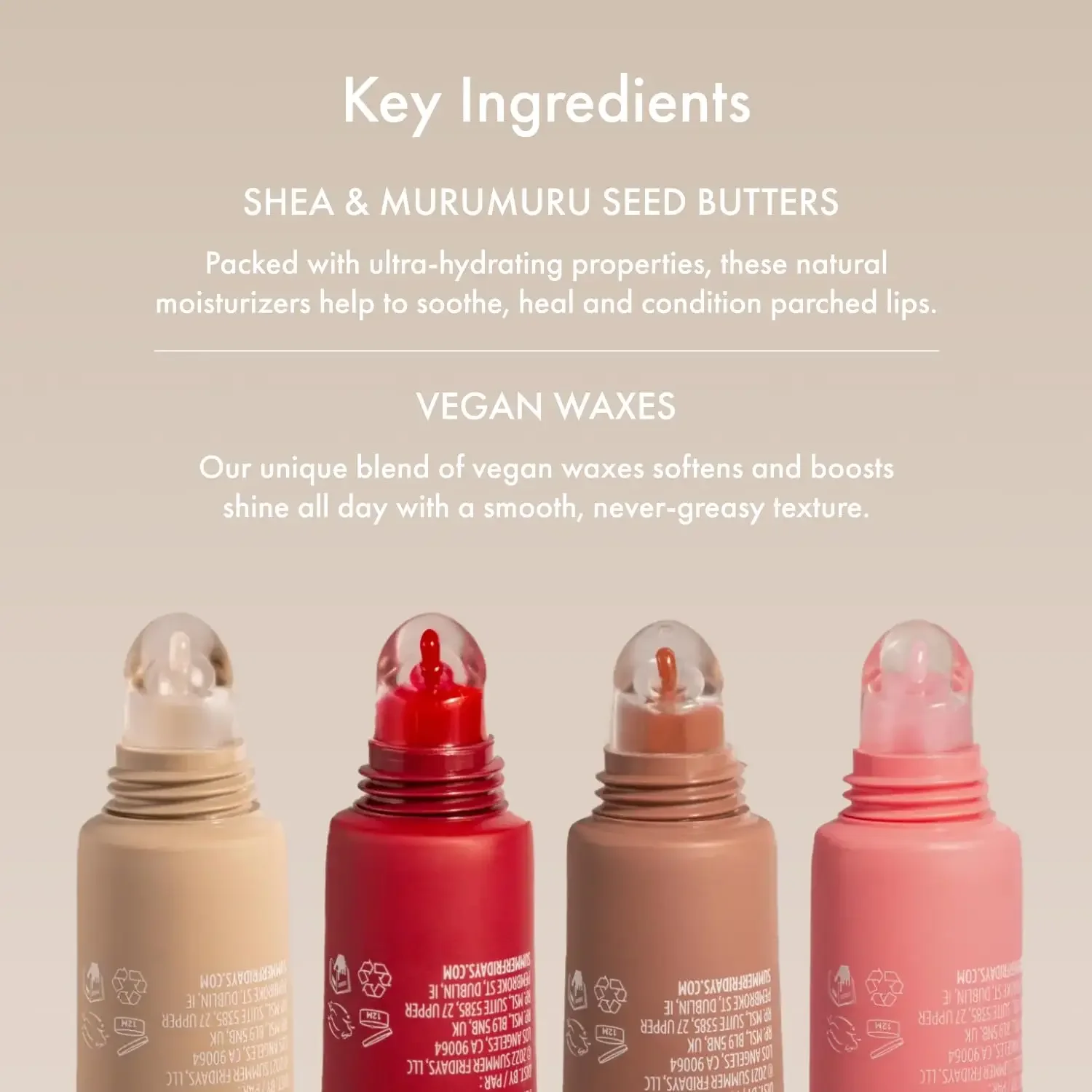 Summer Fridays Balsamo al burro colorato per labbra Condizionante Umidità istantanea vegana Lucentezza Idratazione Cura della pelle coreana