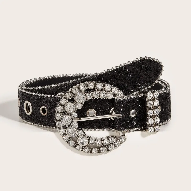 Women's Rhinestone Belts - Fashion Wide Causal for Jeans, Glittering Party, Stylish Hip Hop Belt, Trendy Accessory for Women