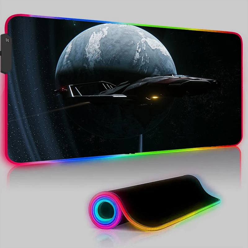 RGB Mouse Pad LED Star Citizen Game Mats Gaming Accessories Rubber Keyboard Computer Desks Mousepad Gamer Laptop Rug Mause Pads