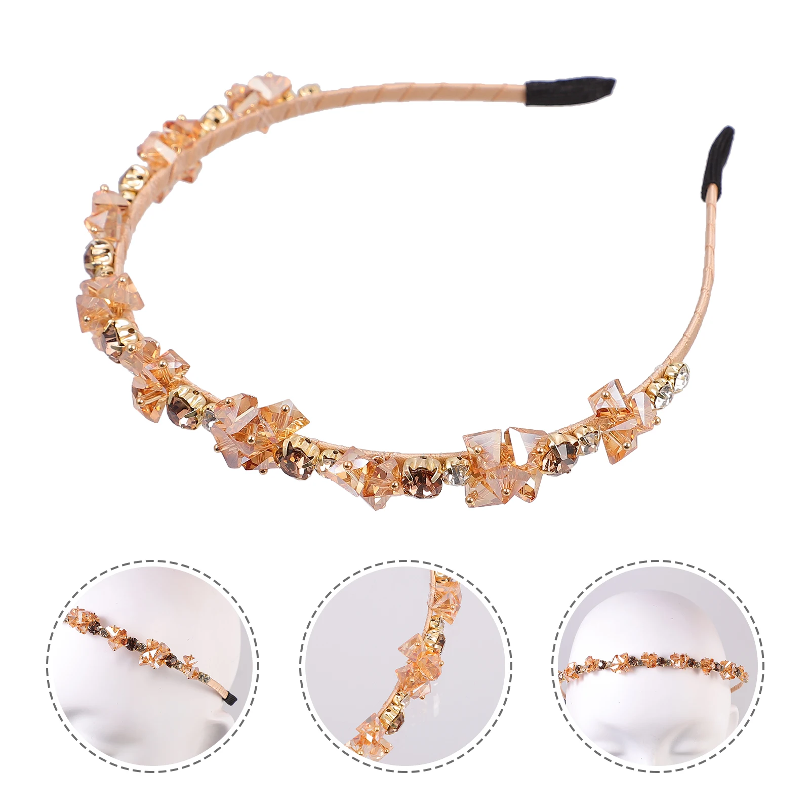 

Crystal Rhinestone Orange Lightweight Comfortable Headpiece For Women Headdress Hair Women Headdress Band Accessories