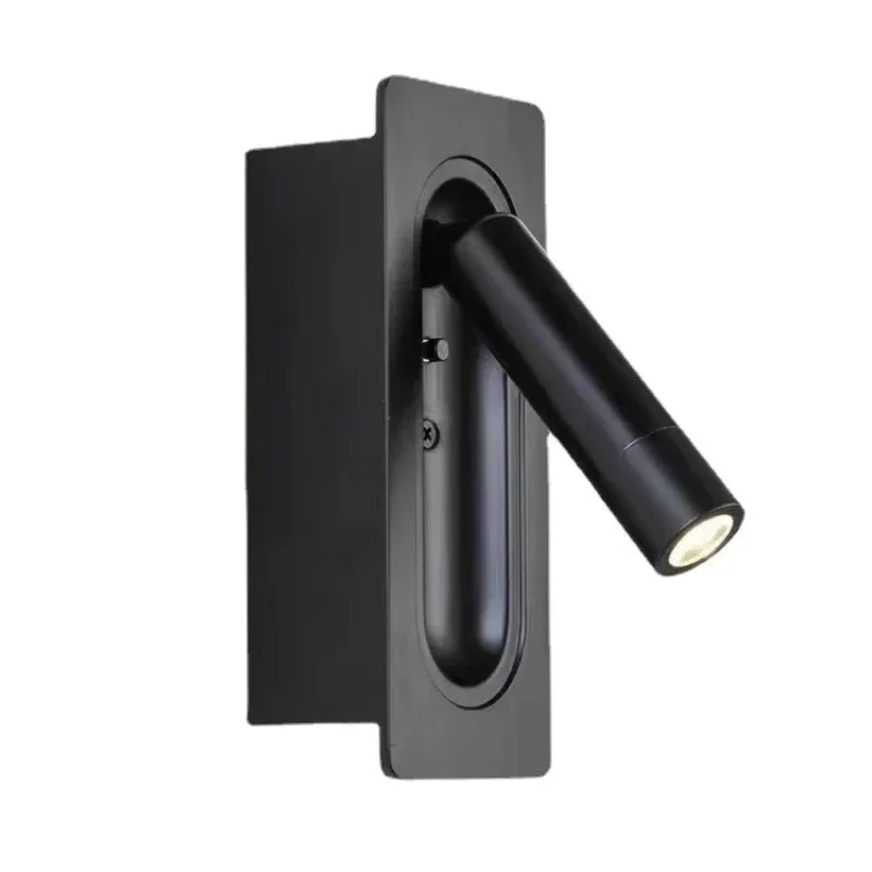 The Embedded Wall of The Hotel Bedside Study Is Pressed and Powered Off and The Reading Light Rotates Freely At An Angle