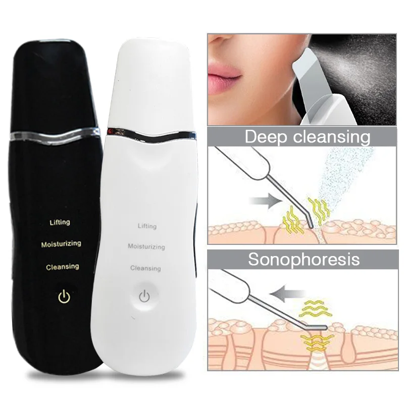 Ultrasonic Skin Scrubber Face Blackhead Acne Removal Device Peeling Shovel Exfoliator Clean Machine Facial Vibration Massager