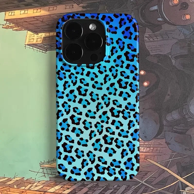 

Ins Blue Leopard Print Art Phone Case for IPHONE 17 Air 16E 15 PROMAX 14 Plus 13 12 MINI 11 PRO 16Plus XR SE Acrylic Phone Cover