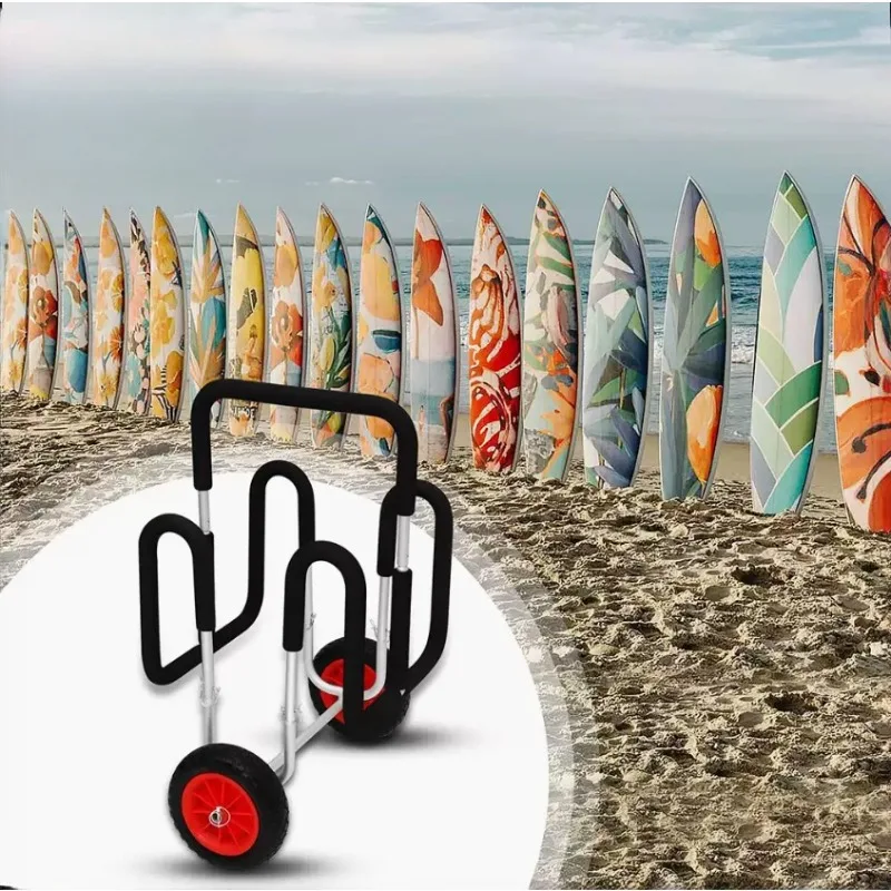 

Portable Detachable Dual SUP Aluminum Cart Surfboard Trailer for 2 Paddle Boards Foldable Kayak Water Sport Transport