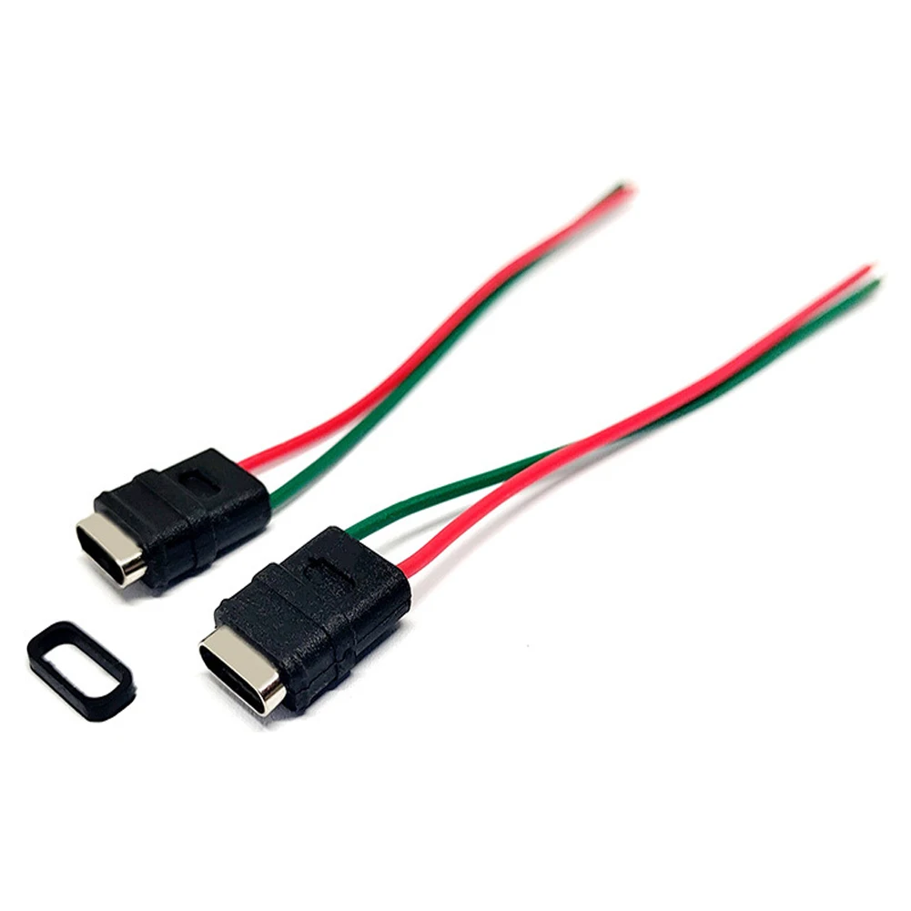 

5Pc 2Pin USB 3.1 Type-C Connector Welding Wire Waterproof Female Socket Rubber Ring High Current Fast Charging Port Type-C Cable