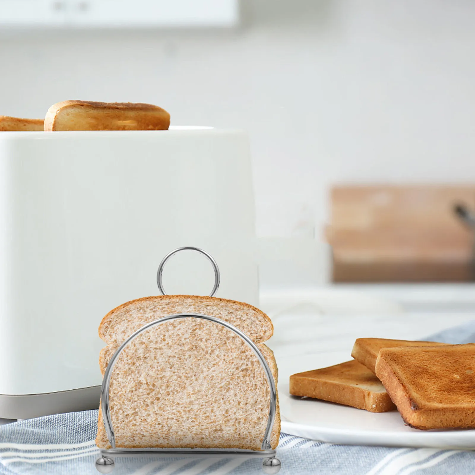 Estante para Pan de Acero Inoxidable, Soporte para Tostadas, Estante de Exhibición Multifuncional para Cocina, Organizador de Rebanadas de Pan, Libros y Recetas