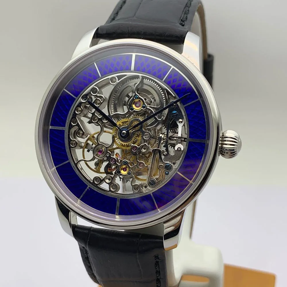 Original Beijing Mechanical Watch for Men Silver Body Enamel Dial Manual Winding 40mm Full Skeleton Sapphire Wristwatch Relogio